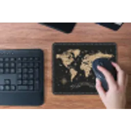 Wereldkaart - Beige - Zwart muismat rubber klein -toetsenbord