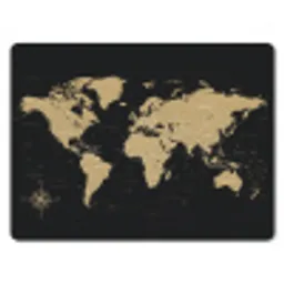 Wereldkaart - Beige - Zwart muismat rubber klein -3d