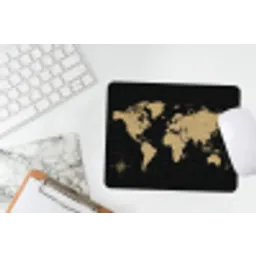 Wereldkaart - Beige - Zwart muismat rubber klein -witbureau