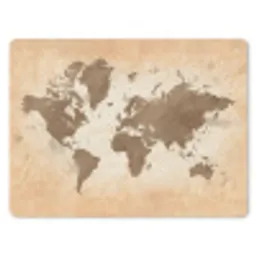 Wereldkaart - Beige - Bruin muismat rubber klein -3d