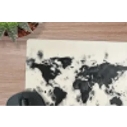 Wereldkaart - Zwart - Inkt muismat rubber klein -closeup