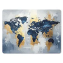 Wereldkaart - Blauw - Abstract muismat rubber klein -3d