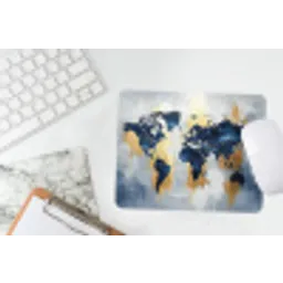 Wereldkaart - Blauw - Abstract muismat rubber klein -witbureau