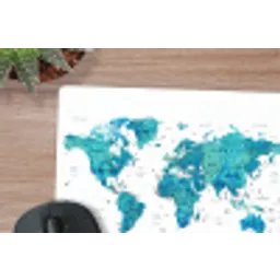 Wereldkaart - Blauw - Kleurrijk muismat rubber klein -closeup