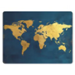 Wereldkaart - Goud - Donkerblauw muismat rubber klein -3d
