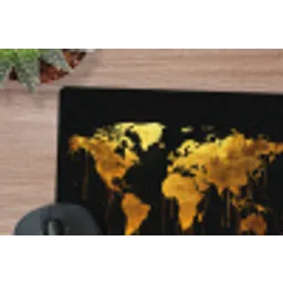Wereldkaart - Goud - Druipen - Zwart muismat rubber klein -closeup