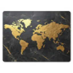 Wereldkaart - Goud - Marmer muismat rubber klein -3d
