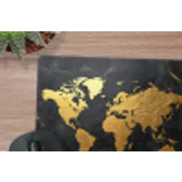 Wereldkaart - Goud - Marmer muismat rubber klein -closeup