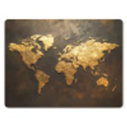 Wereldkaart - Goud - Roest muismat rubber klein -3d