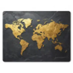Wereldkaart - Goud - Steen muismat rubber klein -3d