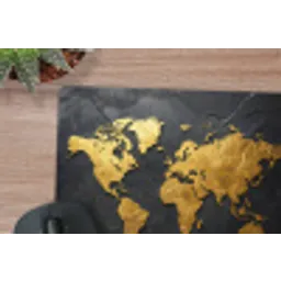 Wereldkaart - Goud - Steen muismat rubber klein -closeup