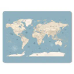 Wereldkaart - Oceaan - Realistisch - Blauw muismat rubber klein -3d