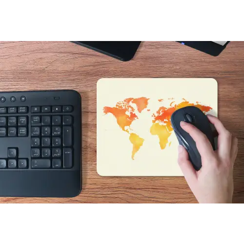 Wereldkaart - Oranje - Kleurrijk muismat rubber klein -toetsenbord
