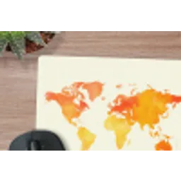Wereldkaart - Oranje - Kleurrijk muismat rubber klein -closeup
