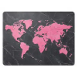 Wereldkaart - Roze - Marmer muismat rubber klein -3d