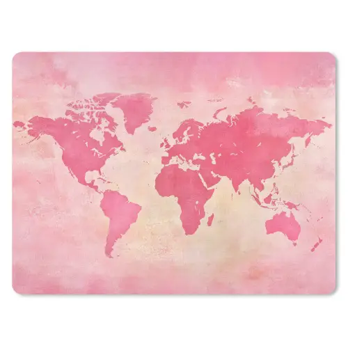 Wereldkaart - Roze - Vaag muismat rubber klein -3d