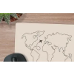 Wereldkaart - Simpel - Vliegtuig muismat rubber klein -closeup
