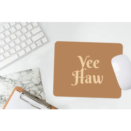 Yee haw - Bruin - Minimalistisch muismat rubber klein -witbureau
