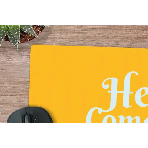 Geel - Blauw - Here comes the sun muismat rubber klein -closeup
