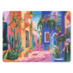 Geel - Blauw - Oranje - Huis muismat rubber klein -3d
