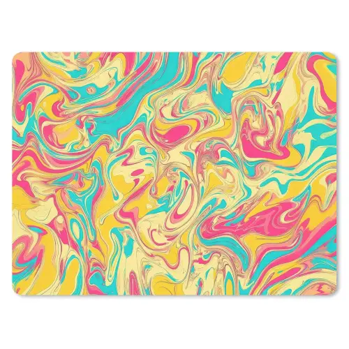 Geel - Roze - Blauw - Retro muismat rubber klein -3d