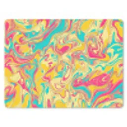 Geel - Roze - Blauw - Retro muismat rubber klein -3d