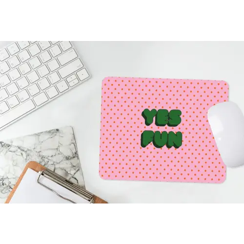 Yes fun - Groen - Roze - Stippen muismat rubber klein -witbureau
