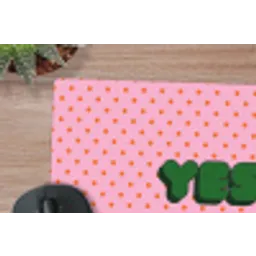Yes fun - Groen - Roze - Stippen muismat rubber klein -closeup