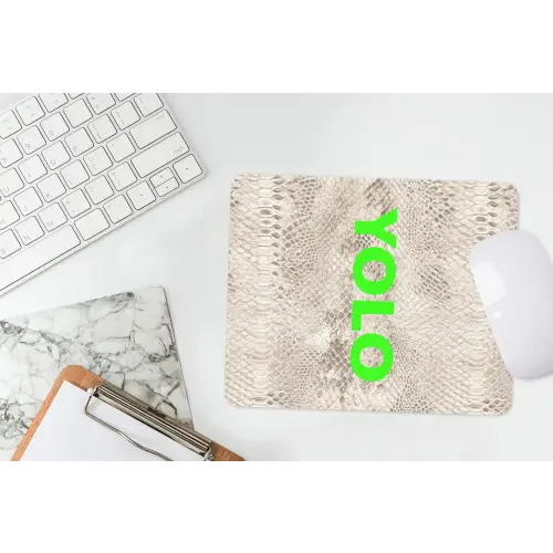 YOLO - Groen - Neon - Slangenprnt muismat rubber klein -witbureau
