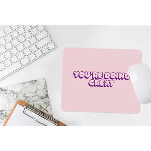 You're doing great - roze - 3D muismat rubber klein -witbureau