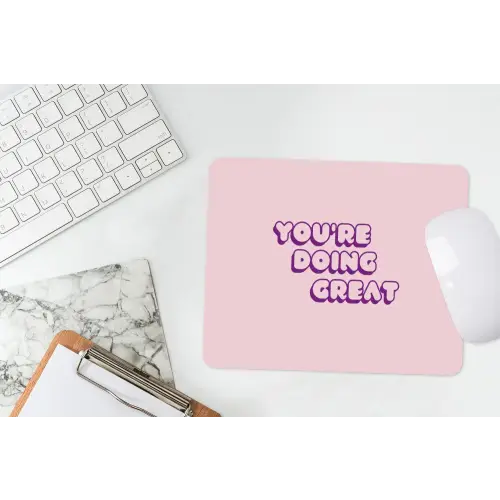 You're doing great - Roze - Bubble letters muismat rubber klein -witbureau