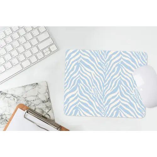 Zebra - Motief - Blauw - Wit muismat rubber klein 262 -witbureau