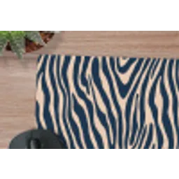 Zebra - Patroon - Blauw - Beige muismat rubber klein 262 -closeup