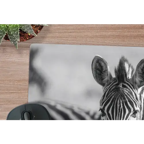 Zebra's - Zwart - Wit muismat rubber klein -closeup