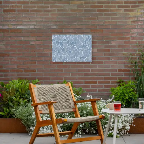 Abstract - Blauw - Bladeren Tuinposter op houten frame 2 cm dik klein -sfeer3