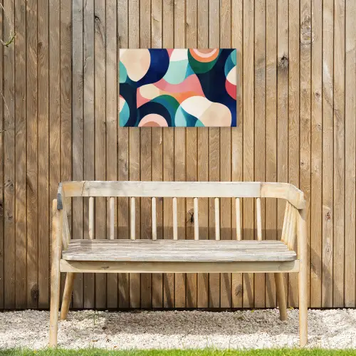 Abstract - Blauw - Roze Tuinposter op houten frame 2 cm dik klein -sfeer4