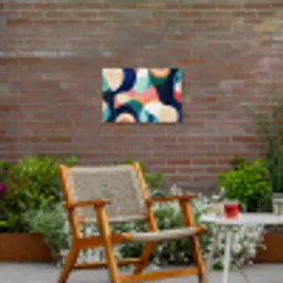 Abstract - Blauw - Roze Tuinposter op houten frame 2 cm dik klein -sfeer3