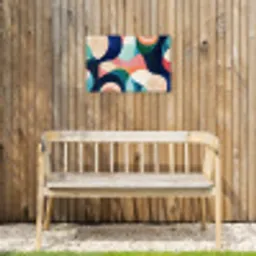 Abstract - Blauw - Roze Tuinposter op houten frame 2 cm dik klein -sfeer4