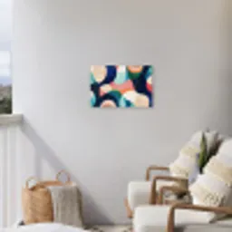 Abstract - Blauw - Roze Tuinposter op houten frame 2 cm dik klein -sfeer1