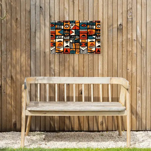 Abstract - Gezichten - Mozaïek Tuinposter op houten frame 2 cm dik klein -sfeer4