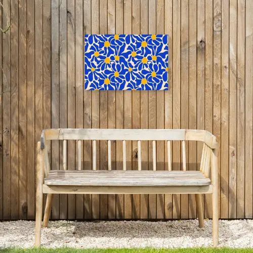 Abstract - Bloem - Blauw Tuinposter op houten frame 2 cm dik klein 845 -sfeer4