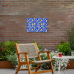 Abstract - Bloem - Blauw Tuinposter op houten frame 2 cm dik klein 845 -sfeer3