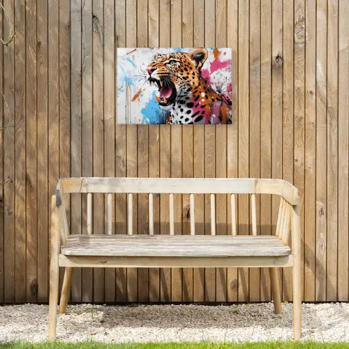 Abstract - Luipaard - Kleurrijk Tuinposter op houten frame 2 cm dik klein -sfeer4