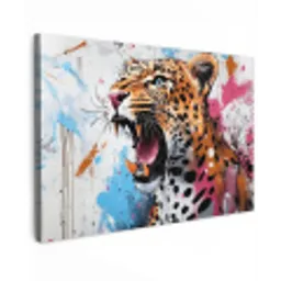 Abstract - Luipaard - Kleurrijk Tuinposter op houten frame 2 cm dik klein -3d