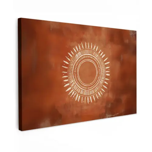 Abstract - Lijnen - Zonnestralen - Roodbruin Tuinposter op houten frame 2 cm dik klein -3d