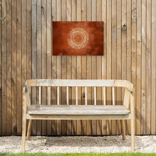 Abstract - Lijnen - Zonnestralen - Roodbruin Tuinposter op houten frame 2 cm dik klein -sfeer4