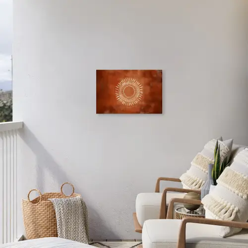 Abstract - Lijnen - Zonnestralen - Roodbruin Tuinposter op houten frame 2 cm dik klein -sfeer1
