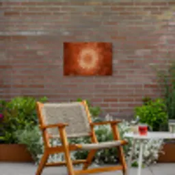 Abstract - Lijnen - Zonnestralen - Roodbruin Tuinposter op houten frame 2 cm dik klein -sfeer3