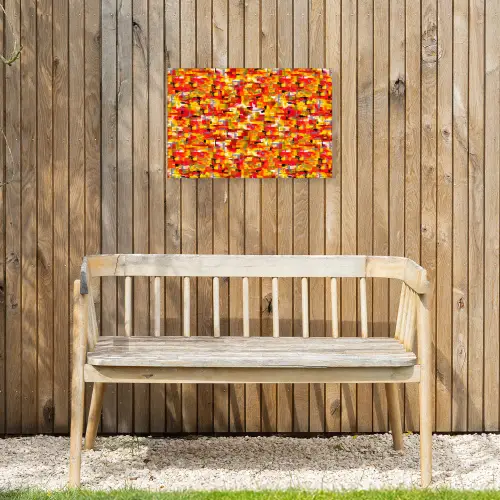 Abstract - Verf - Rood Tuinposter op houten frame 2 cm dik klein 845 -sfeer4