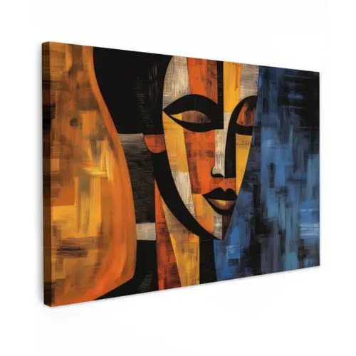 Abstract - Portret - Kleurvakken Tuinposter op houten frame 2 cm dik klein -3d